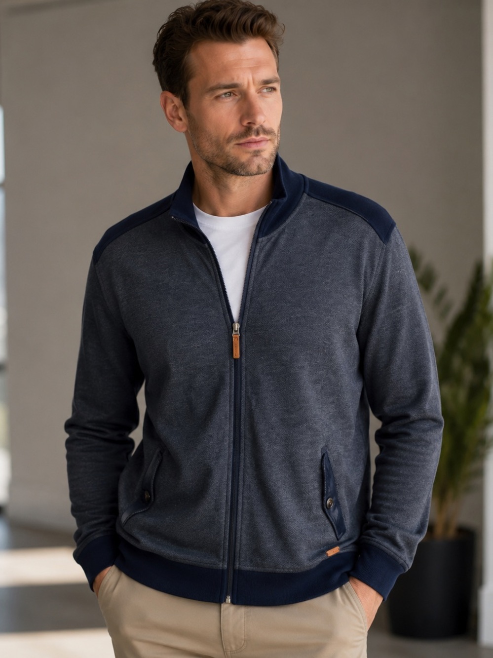 Ted Baker London WELNY Full Zip Cardigan Jacket Cotton Modal Blend